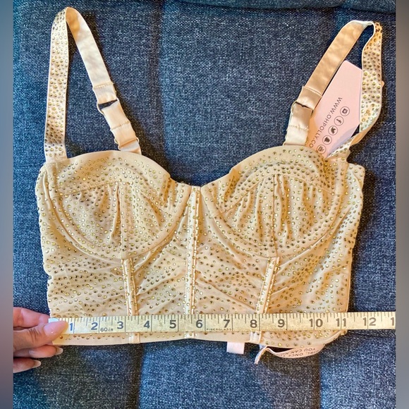 NWT Oh Polly After Party Underwired Embellished Bustier Crop Top in Gold - Picture 9 of 9